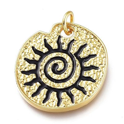 Real 18K Gold Plated Brass Enamel Pendants KK-A150-07G-RS-1