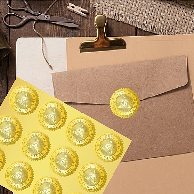 34 Sheets Self Adhesive Gold Foil Embossed Stickers DIY-WH0509-078-1