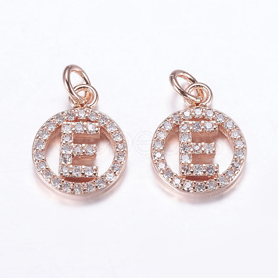 Brass Micro Pave Cubic Zirconia Pendants ZIRC-G120-E-RG-RS-1