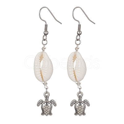 Natural Shell Dangle Earrings EJEW-JE05441-04-1