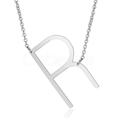 Non-Tarnish 201 Stainless Steel Initial Pendants Necklaces NJEW-S069-JN003D-R-1