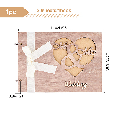 Gorgecraft Wooden Wedding Guestbooks Notepad AJEW-GF0003-13-1