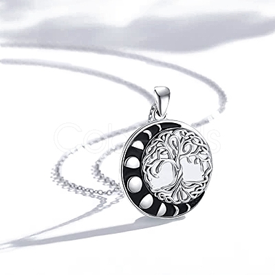 Rhodium Plated 925 Sterling Silver Tree of Life Pendant Necklaces PW-WGD3068-01-1