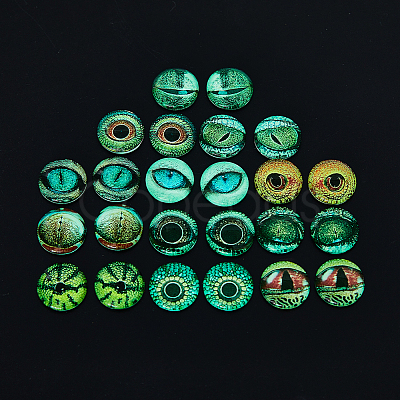 CHGCRAFT 12 Sets 12 Style Luminous Self Adhesive Glass Eyes Cabochons GLAA-CA0001-58-1