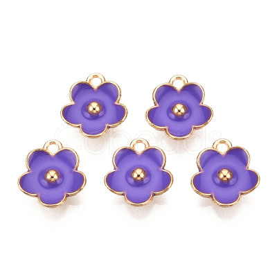 Light Gold Plated Alloy Enamel Pendants ENAM-R136-16D-1