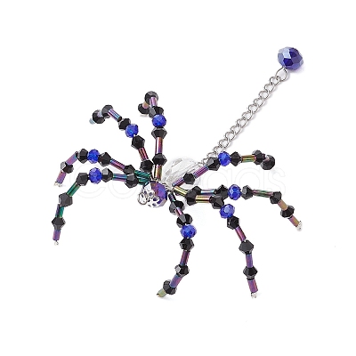 Halloween Theme Spider Glass Pendants PALLOY-JF02882-02-1