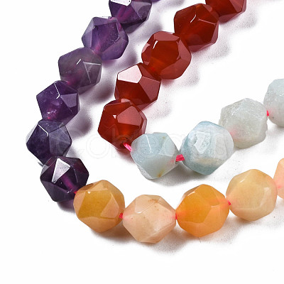 Chakra Theme Natural Tiger Eye & Rose Quartz & Amethyst & Topaz Jade & Red Agate & Amazonite & Sodalite Beads Strands G-S376-002B-1