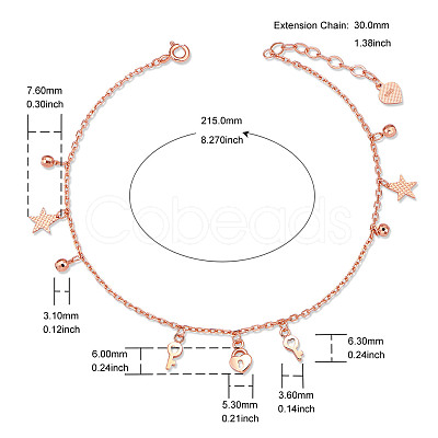 SHEGRACE 925 Sterling Silver Charm Anklets JA121A-1