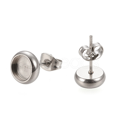 Non-Tarnish 304 Stainless Steel Stud Earring Settings X-STAS-K202-05B-P-1