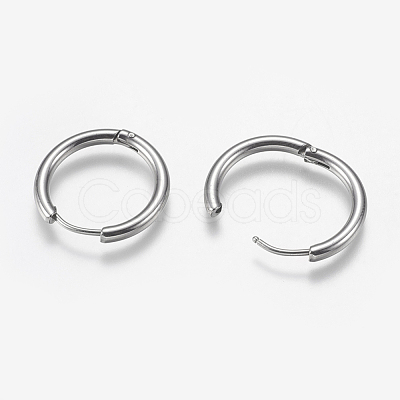 Tarnish Resistant 201 Stainless Steel Huggie Hoop Earrings Findings X-STAS-F149-33P-A-1