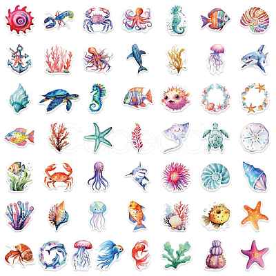 Sea Animal PVC Self Adhesive Stickers STIC-PW0017-12-1