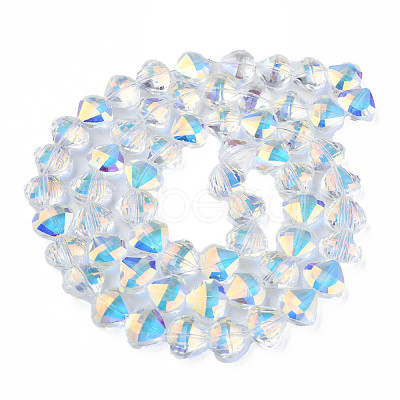 Electroplate Transparent Glass Beads Strands EGLA-N002-36-C01-1