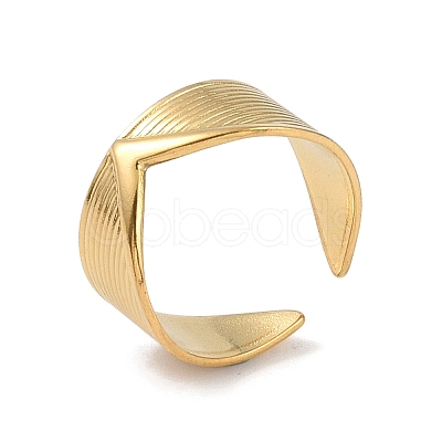 Stainless Steel V Shaped Cuff Rings RJEW-L114-01G-1