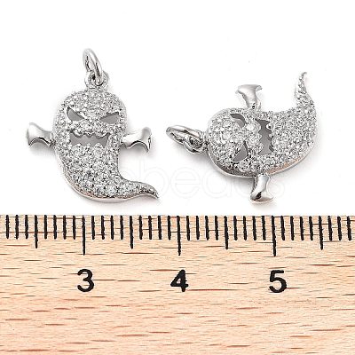 Halloween Rack Plating Brass Micro Pave Clear Cubic Zirconia Pendants KK-M280-04P-1