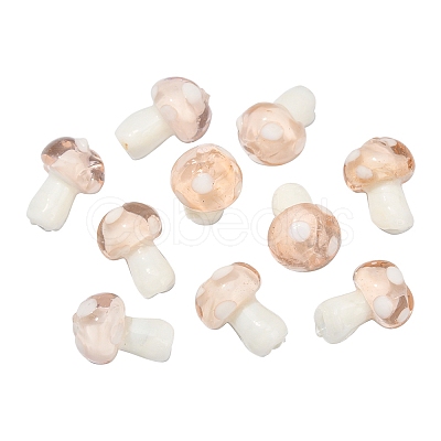 10Pcs Mushroom Handmade Lampwork Beads LAMP-YW0001-08C-1