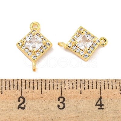 Brass Pave Clear Cubic Zirconia Connector Charms KK-P275-41G-1