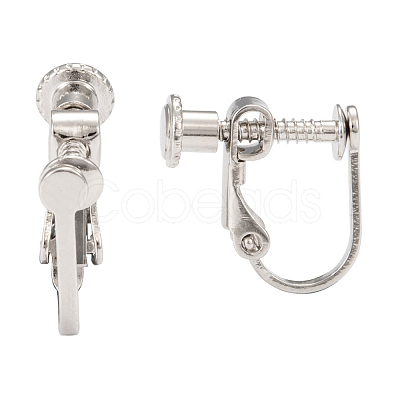 Brass Screw On Clip-on Earring Findings X-KK-L164-02P-1