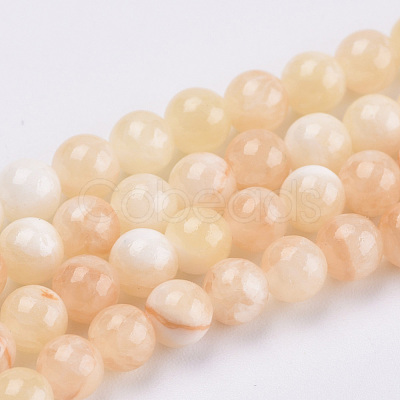 Natural Dyed Yellow Jade Gemstone Bead Strands X-G-R271-6mm-Y17-1