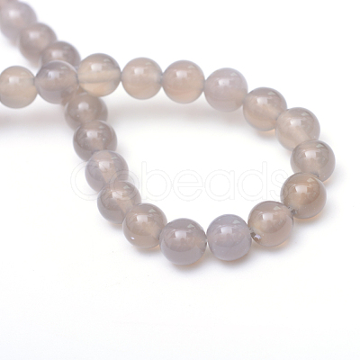 Round Natural Grey Agate Bead Strands X-G-R345-4mm-07-1