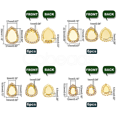 PandaHall Elite 24Pcs 4 Style Brass Cabochon Connector Setting RB-PH0001-18G-1