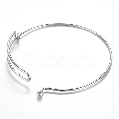 Tarnish Resistant Adjustable 304 Stainless Steel Expandable Bangle Making BJEW-G515-03P-1