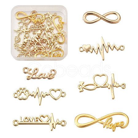 Tibetan Style Alloy Infinity Connectors & Heart Beat Shapes  Links & Word Love Pendants  PALLOY-TA0001-93G-RS-1