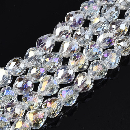 Electroplate Transparent Glass Beads Strands EGLA-N002-26-C03-1