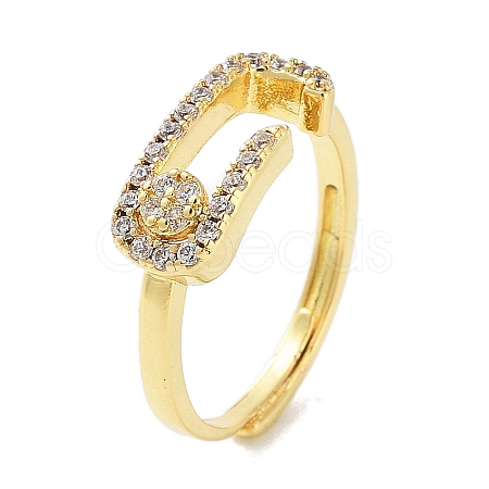 Rack Plating Brass Micro Pave Cubic Zirconia Adjustable Rings RJEW-D025-13G-1