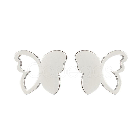 Non-Tarnish 304 Stainless Steel Hollow Out Butterfly Stud Earrings EJEW-PW0002-08P-1