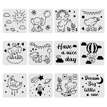 Large Plastic Reusable Drawing Painting Stencils Templates Sets DIY-WH0172-078-1