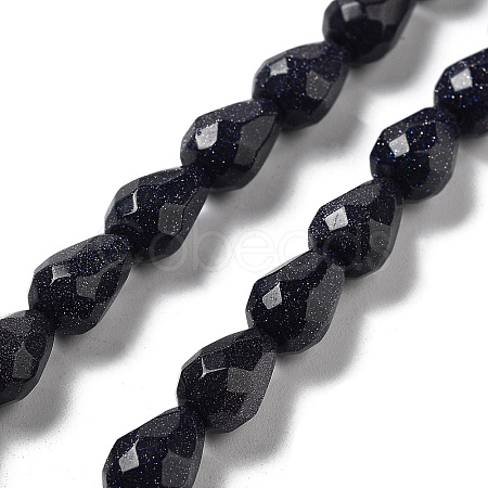 Synthetic Blue Goldstone Beads Strands G-P520-B24-01-1