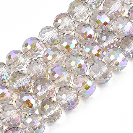 Electroplate Transparent Glass Beads Strands EGLA-N002-31-C03-1