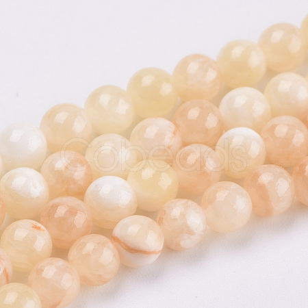 Natural Dyed Yellow Jade Gemstone Bead Strands X-G-R271-6mm-Y17-1