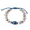 Natural Jade Evil Eye Braided Beaded Bracelets, with Resin & Thread Cord, 6-1/4~9-7/8 inch(16~25cm)