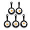 Spray Painted Alloy Enamel Pendants, Cadmium Free & Nickel Free & Lead Free, Pan with Egg, Black, 28x14x4mm, Hole: 1.8mm