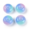 Triple Color Resin European Beads, Large Hole Beads, Imitation Cat Eye, Rondelle, Deep Sky Blue, 13.5x7.5mm, Hole: 5mm