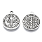 Tibetan Style Pendants, Saint Benedict Medal, Cadmium Free & Lead Free, Flat Round, Antique Silver Color, Size: about 21mm long, 18mm wide, 2mm thick, hole: 1mm