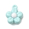 Spray Plating Alloy Pendants, Cadmium Free & Lead Free, Flower, Pale Turquoise, 15x12x6mm, Hole: 1.5mm