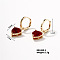 Cute and Stylish European American Heart Hoop Earrings, Red, Golden, 9x8x11mm