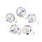 Transparent Handmade Blown Glass Globe Beads, Wave Point Pattern, Round, Blue, 13.5~14.5x14~15mm, Hole: 1~2mm