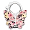 Glitter Butterfly Zinc Alloy Crystal Rhinestone Bag Hanger, Foldable Purse Hooks with Leather, Pink, 70x49x10mm