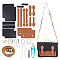 DIY Imitation Leather Crossbody Bag, with Thread, Scissor, Needles, Iron Finding, Black, 0.9~129x0.13~25.2x0.05~0.7cm