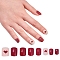 Nail Art Sets, with 24pcs Plastic Nail Tips, 24pcs Double Side Jelly Nail Glue , FireBrick, 14.5~23x7~14mm, about 24pcs/set