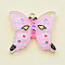 Transparent Resin Pendants, with Platinum Tone Iron Loops, Butterfly Charms, Pink, 23x24.5x5mm, Hole: 2mm