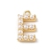 Plastic Imitation Pearl Pendants, with Brass Findings, Golden, Letter E, 14x7x3mm, Hole: 1.3~1.4mm