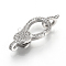 Brass Micro Pave Cubic Zirconia Lobster Claw Clasps, Platinum, 25.5x13x5.5mm, Hole: 2mm