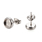 Non-Tarnish 304 Stainless Steel Stud Earring Settings, with Ear Nuts, Flat Round, Stainless Steel Color, 8.5mm, Pin: 0.8mm, Tray: 6mm