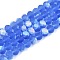 Transparent Glass Beads Strands, Faceted, Frosted, Half AB Color Plated, Rondelle, Cornflower Blue, 8x6mm, Hole: 1mm, about 64~65pcs/strand, 40~41cm