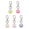 Plating Iridescent Acrylic Beads Pendant Decoration, with Alloy Swivel Lobster Claw Clasps, Round, Mixed Color, 49.5mm