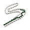 Brass Micro Pave Cubic Zirconia Necklaces, Teardrop, Dark Green, 19.33 inch(491mm)